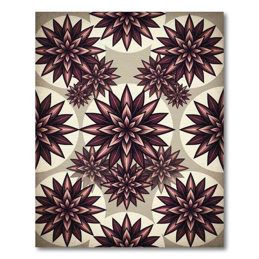 Burgundy Floral Botanical Geometric Medallion Rug