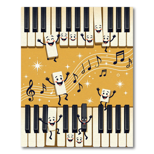 Playful Piano Keys Musical Notes Rug