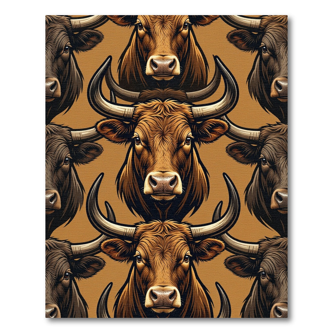 Rustic Brown Bull Head Focal Rug