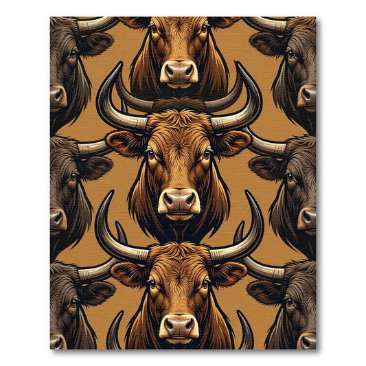 Rustic Brown Bull Head Focal Rug