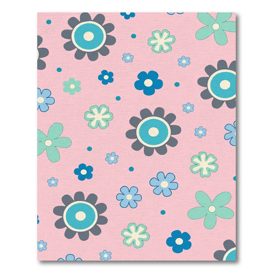 Pink Retro Floral Compositions Rug