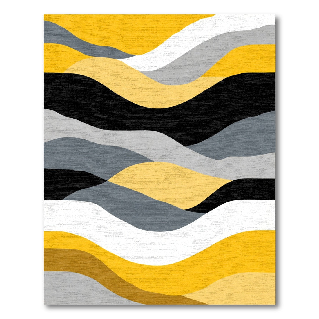 Abstract Yellow Gray Wave Landscape Rug