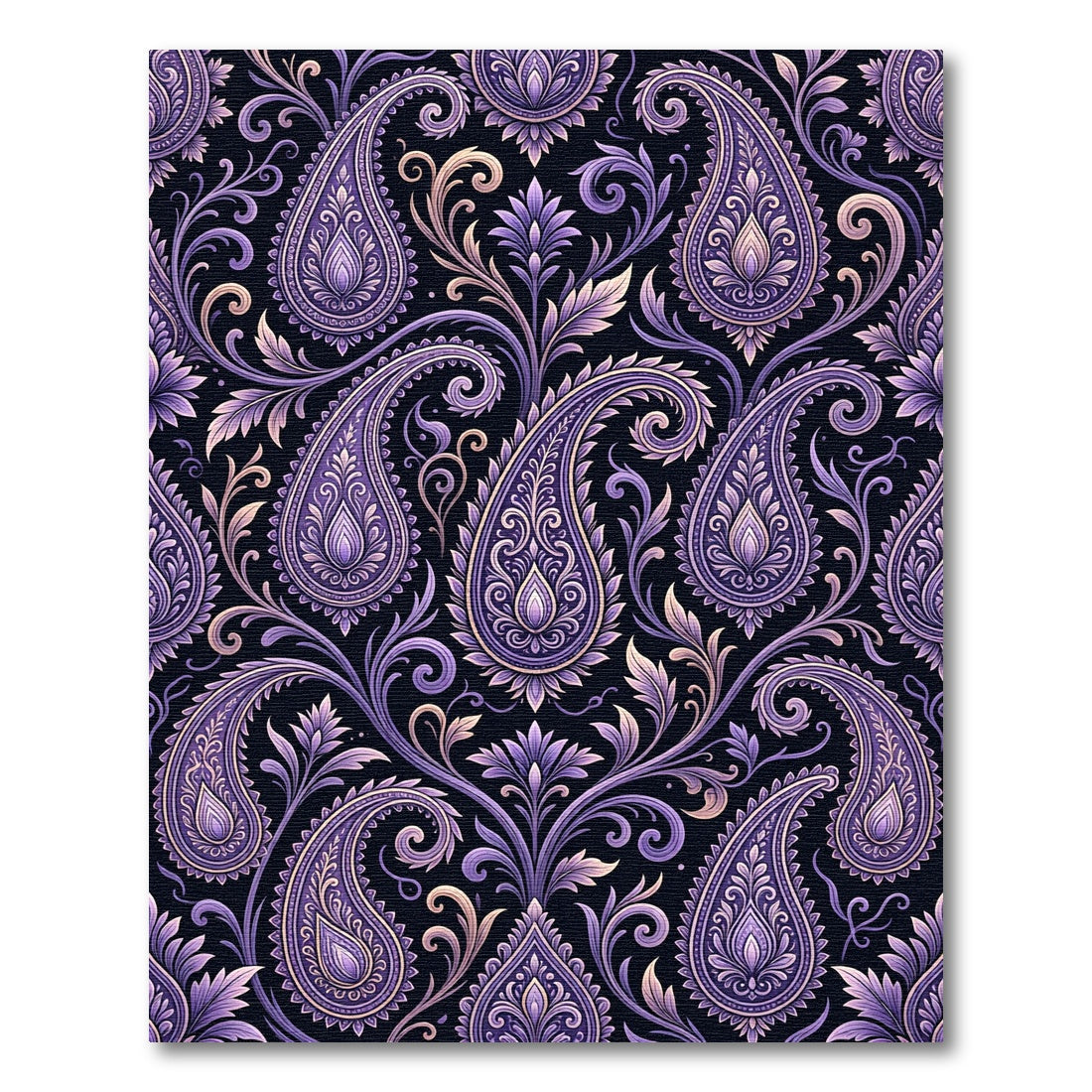 Ornate Purple Paisley Floral Swirl Rug