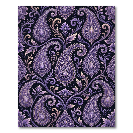 Ornate Purple Paisley Floral Swirl Rug