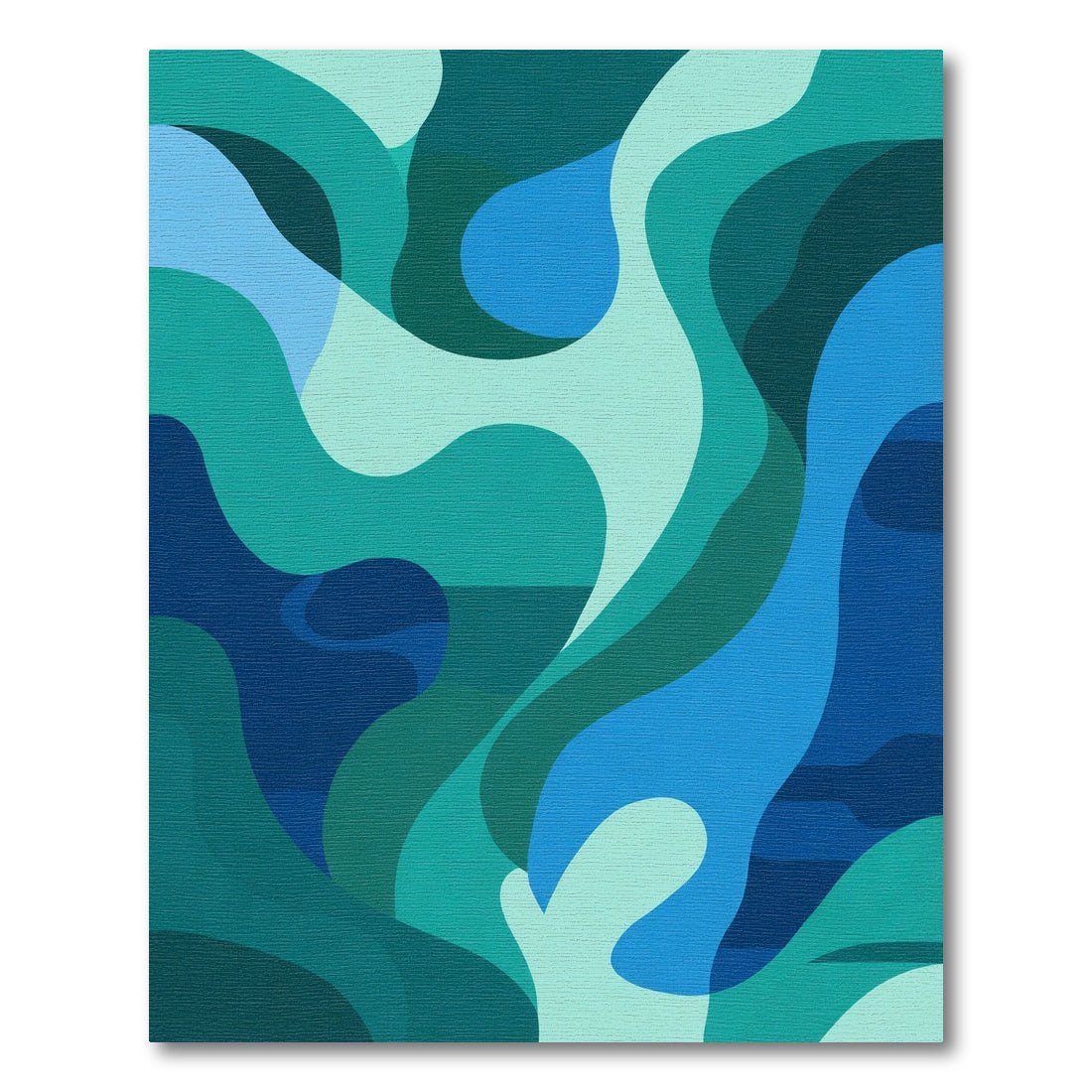 Teal Blue Flowing Abstract Waves Rug