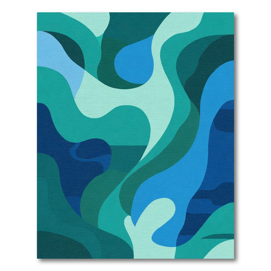 Teal Blue Flowing Abstract Waves Rug
