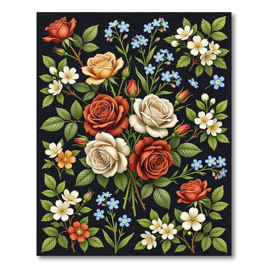 Elegant Floral Bouquet with Roses Rug