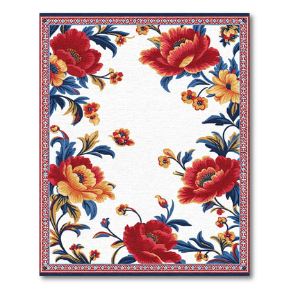 Bold Red Yellow Floral Garden Rug