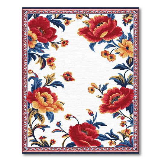Bold Red Yellow Floral Garden Rug