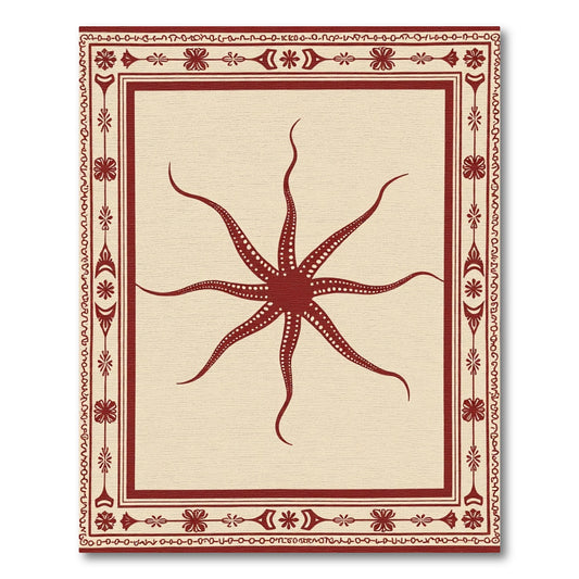 Crimson Octopus Celestial Border Rug