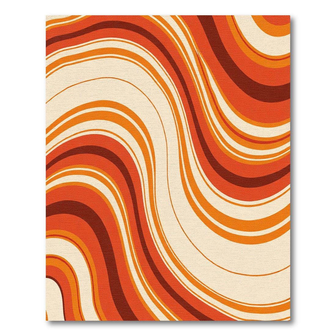 Retro Orange Cream Swirl Waves Rug