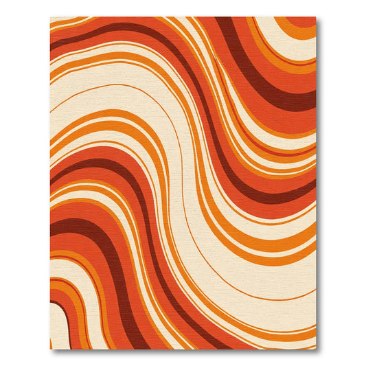 Retro Orange Cream Swirl Waves Rug