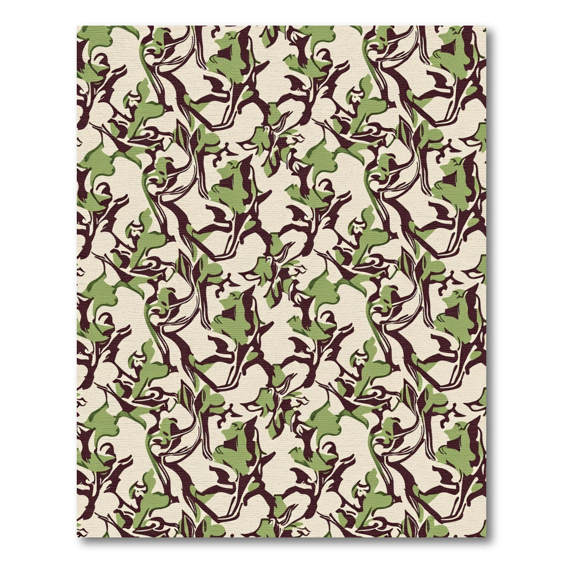 Camouflage Floral Cream Emerald Branches Rug