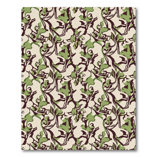 Camouflage Floral Cream Emerald Branches Rug
