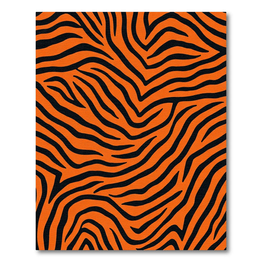 Orange Black Animalistic Stripe Art Rug