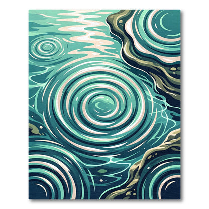 Abstract Teal Swirl Water Ripple Rug