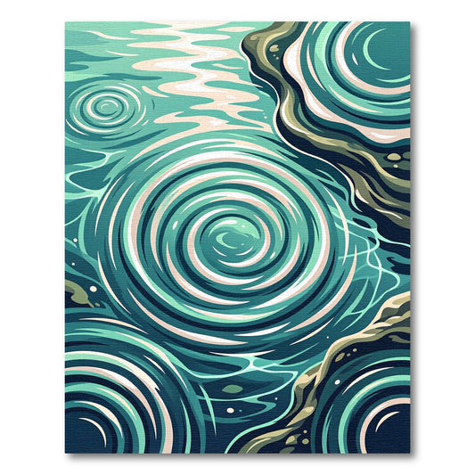 Abstract Teal Swirl Water Ripple Rug