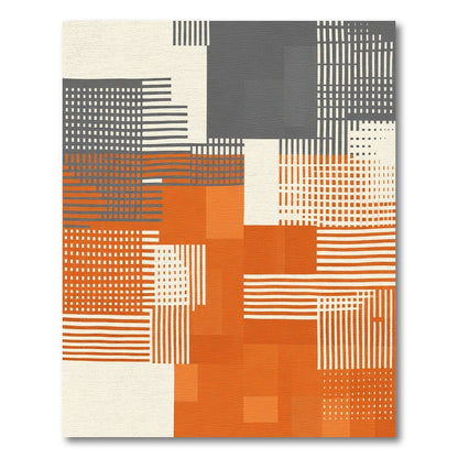 Modern Orange Grid Collage Rug