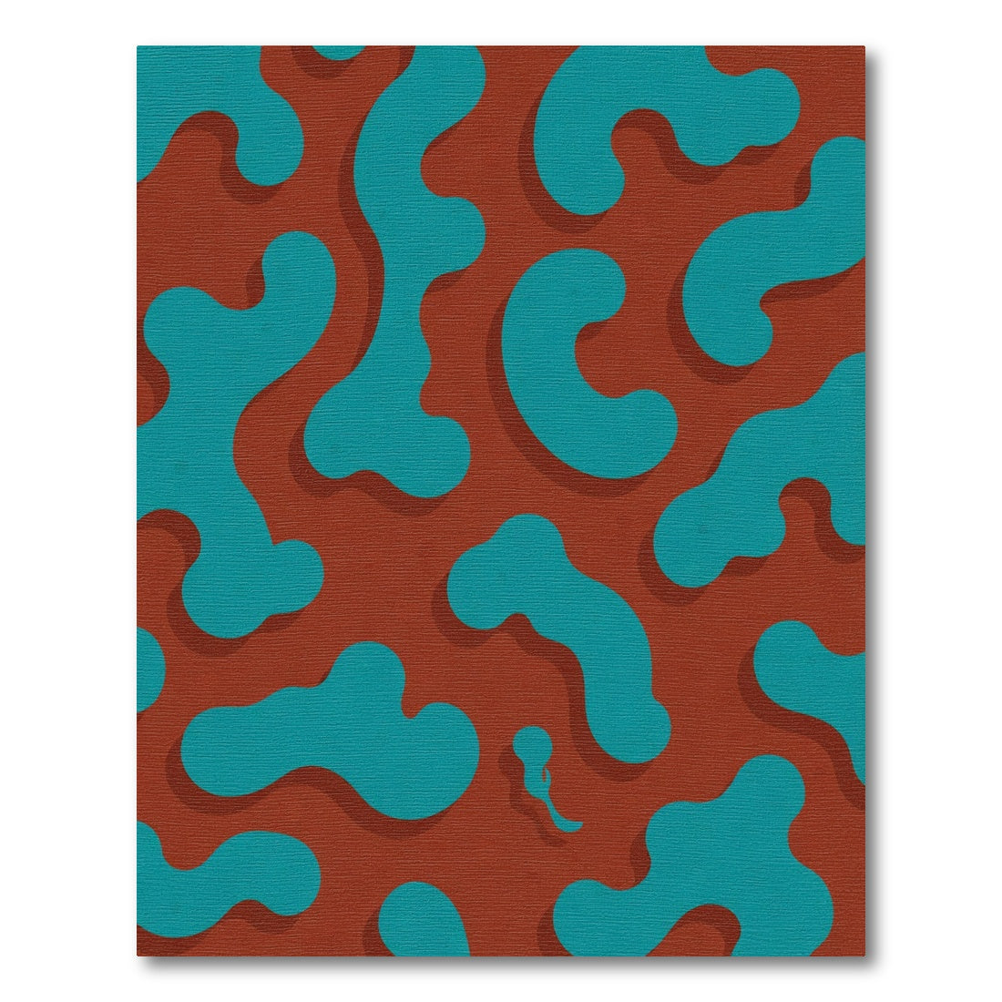 Teal Abstract Organic Blobs Rug