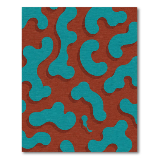 Teal Abstract Organic Blobs Rug
