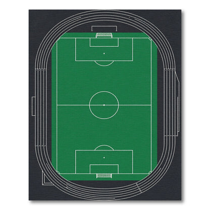Minimalist Green Soccer Stadium Field Rug
