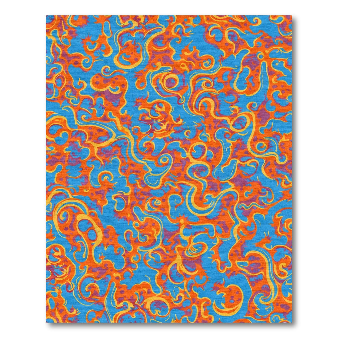 Blue Orange Yellow Swirls Rug