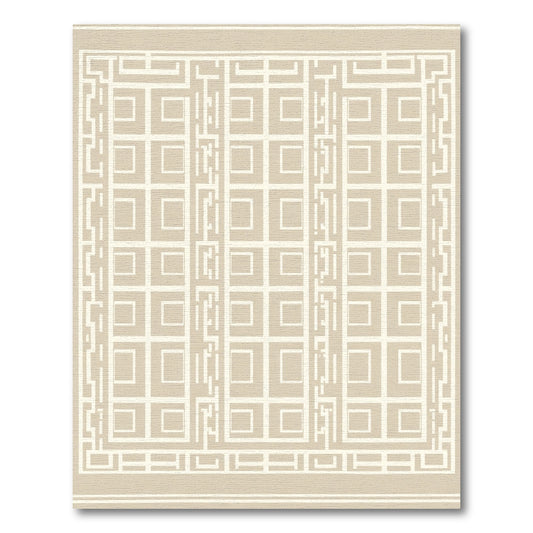 Neutral Tan Geometric Lattice Rug
