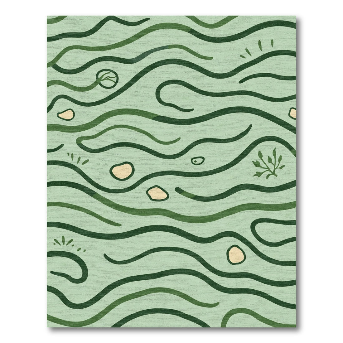 Subtle Wavy Green Riverbed Rug