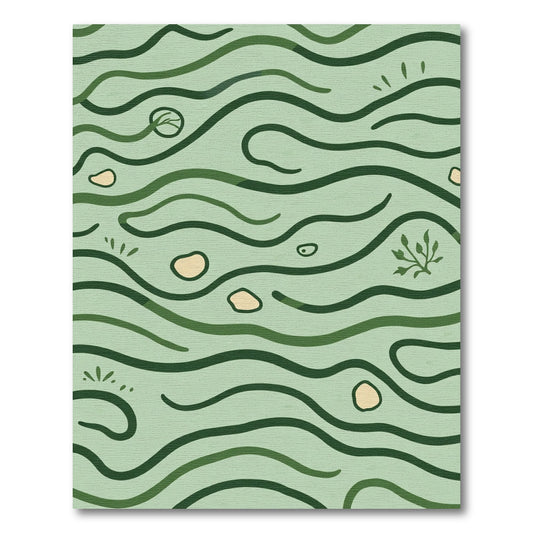 Subtle Wavy Green Riverbed Rug