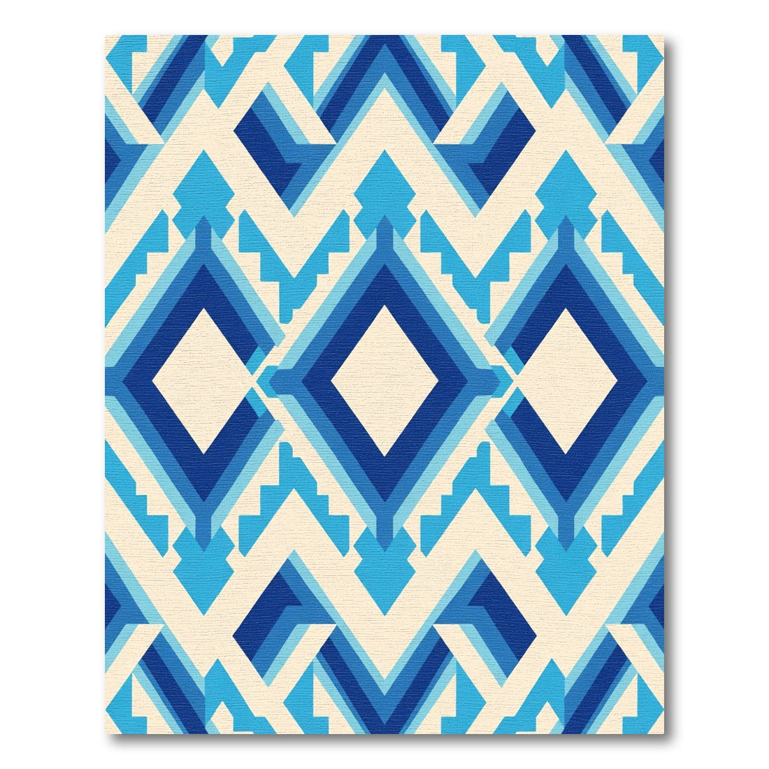 Modern Indigo Geometric Diamond Rug