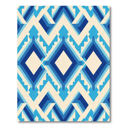 Modern Indigo Geometric Diamond Rug
