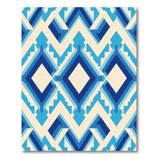 Modern Indigo Geometric Diamond Rug