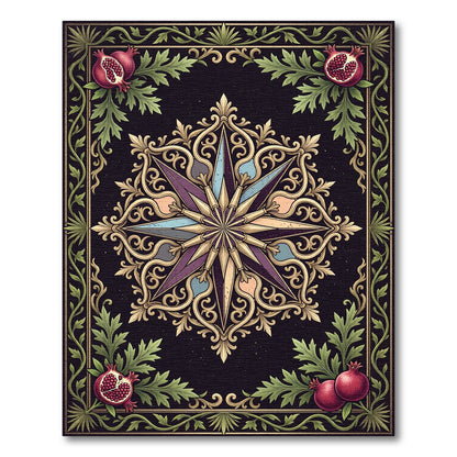Gilded Star Pomegranate Floral Medallion Rug