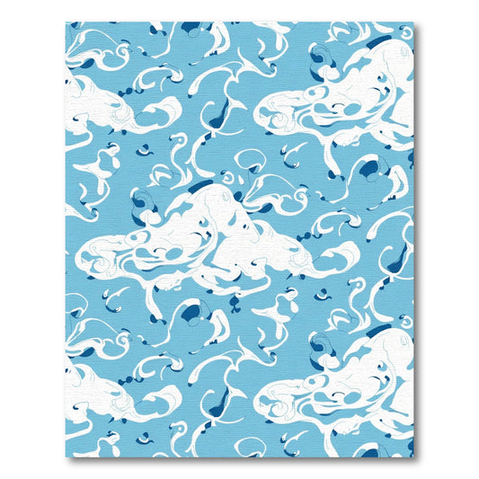 Cool Blue Swirl Abstract Artistry Rug