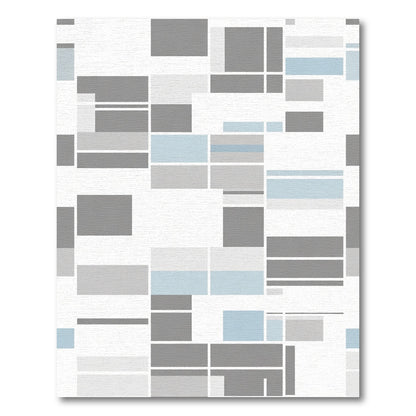 Abstract Geometric Blue Gray Rectangles Rug
