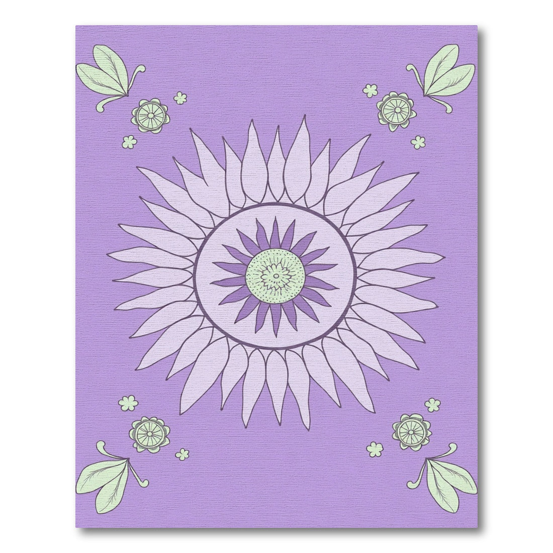 Lavender Sunflower Petal Mandala Rug