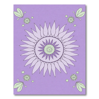 Lavender Sunflower Petal Mandala Rug