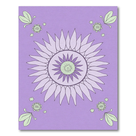 Lavender Sunflower Petal Mandala Rug