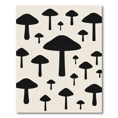 Black Mushroom Ensemble Repeating Arrangement Rug