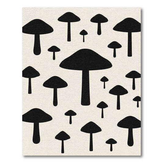 Black Mushroom Ensemble Repeating Arrangement Rug