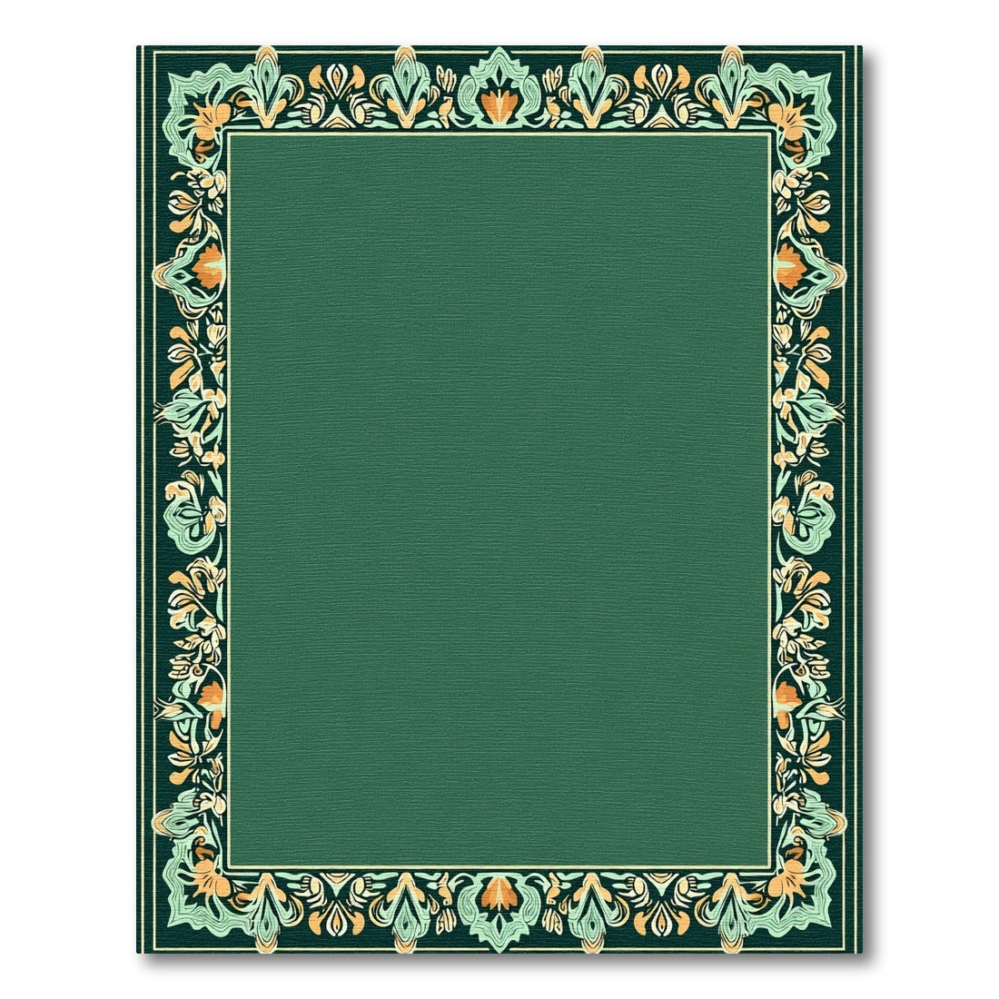 Deep Green Floral Border Art Nouveau Rug