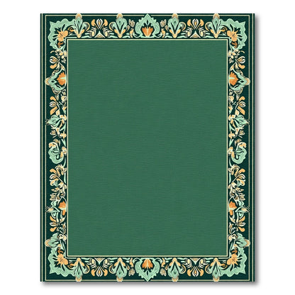 Deep Green Floral Border Art Nouveau Rug