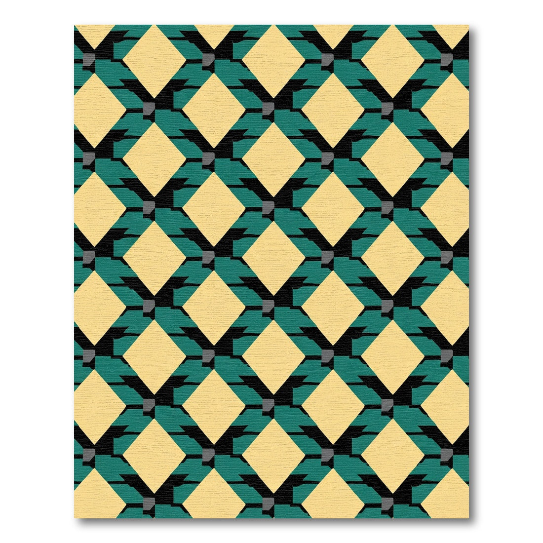 Yellow Diamond Teal Lattice Rug