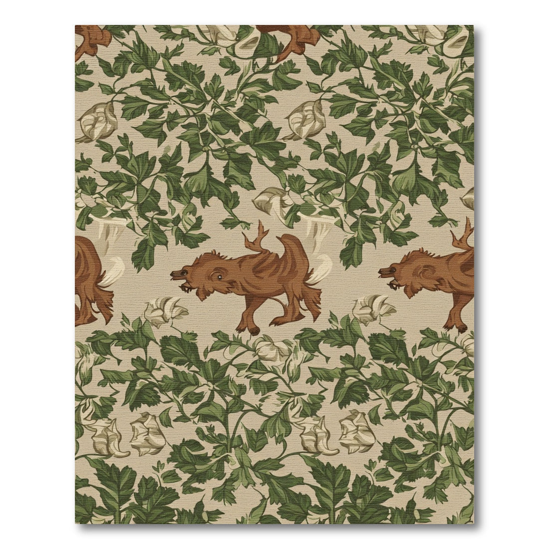 Brown Canine Green Foliage Background Rug