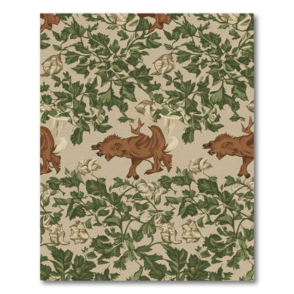 Brown Canine Green Foliage Background Rug