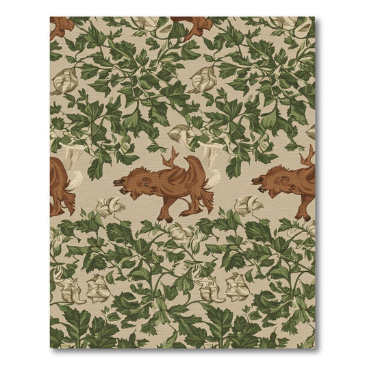 Brown Canine Green Foliage Background Rug