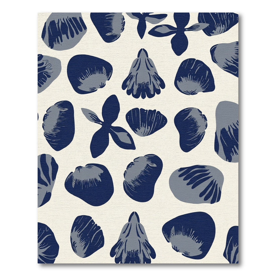 Deep Blue Petal Organic Arrangement Rug