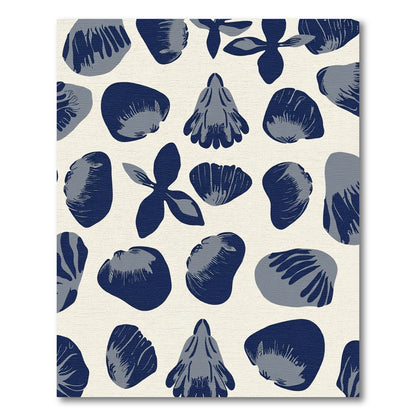 Deep Blue Petal Organic Arrangement Rug