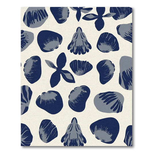 Deep Blue Petal Organic Arrangement Rug