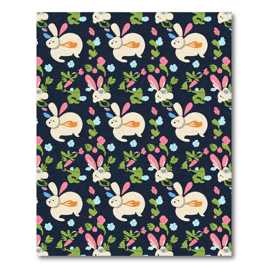 Charming Bunny Spring Garden Floral Rug